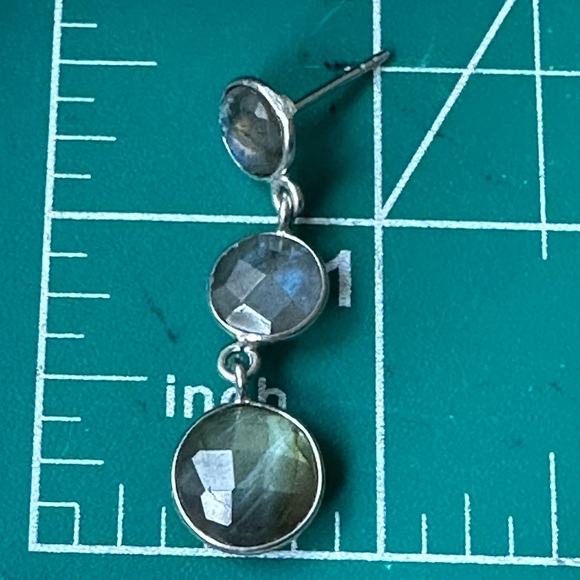 Artisan labradorite sterling silver earrings - Picture 3 of 6
